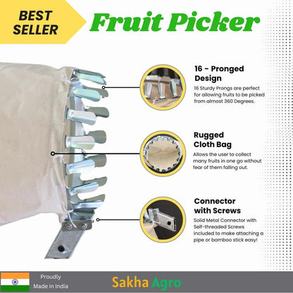 Heavy-Duty Fruit Picker Basket Tool 🍎🌳 – Easily Reach Or Pick Fruits