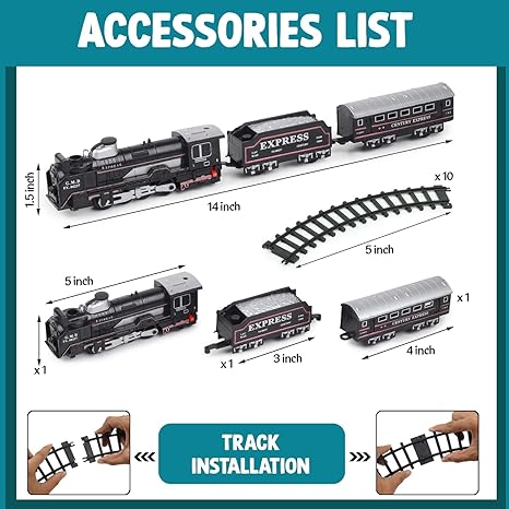 Rechargeable Train Track Set with Smoke, Sound & LED Lights
